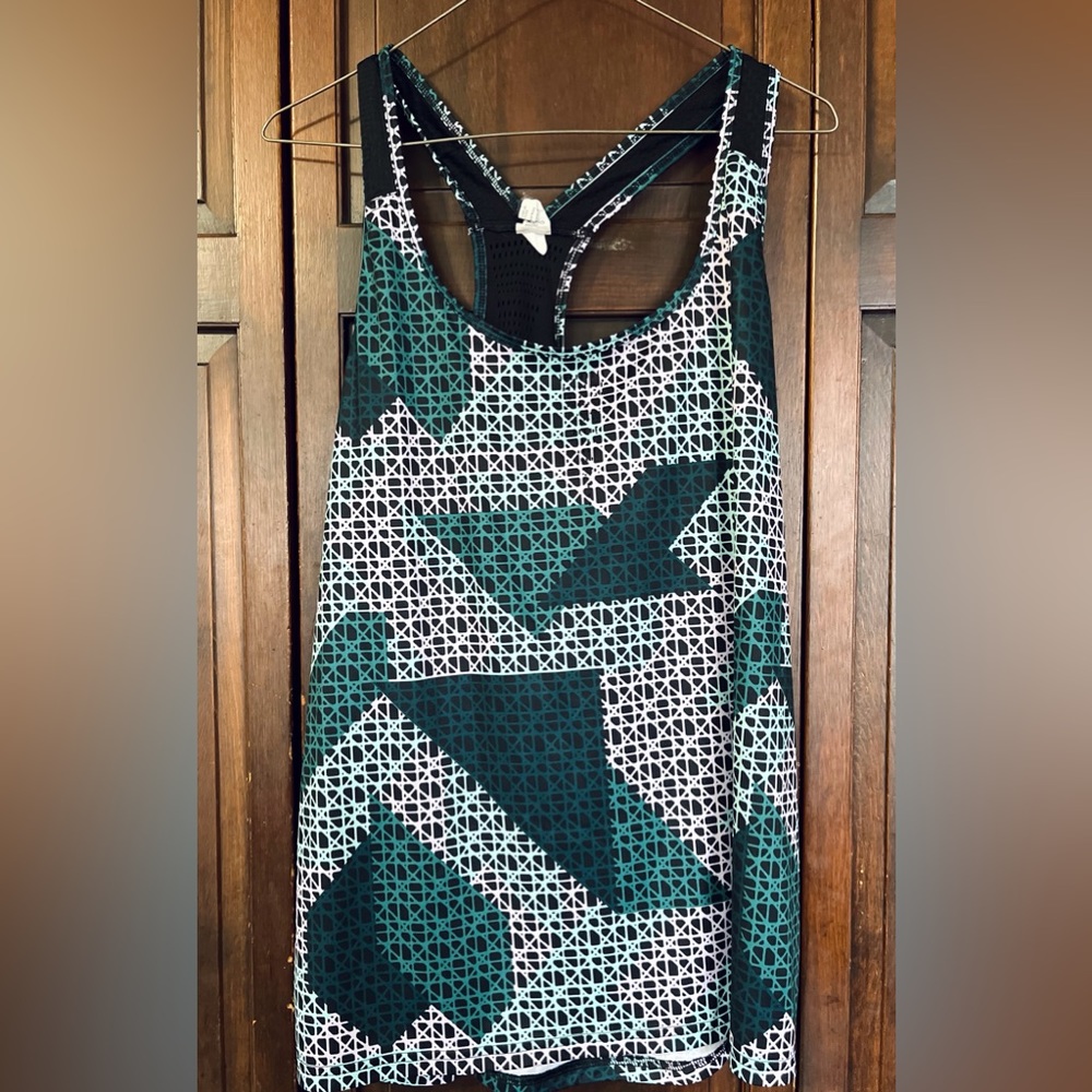 Green and white Work out top